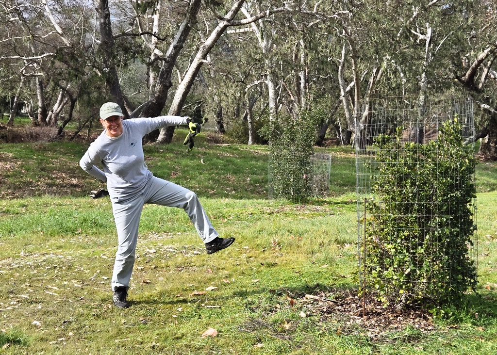 Meg doing a happy dance . . . or did you find some red ants?
